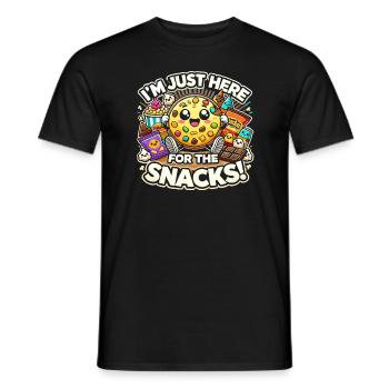 Ich bin nur wegen der Snacks hier - Männer T-Shirt - Schwarz - Vorne - AI Model Male 178 light (178cm)