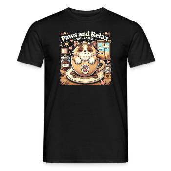 Pfötchen geben und bei Kaffee entspannen - Männer T-Shirt - Schwarz - Vorne - AI Model Male 178 light (178cm)