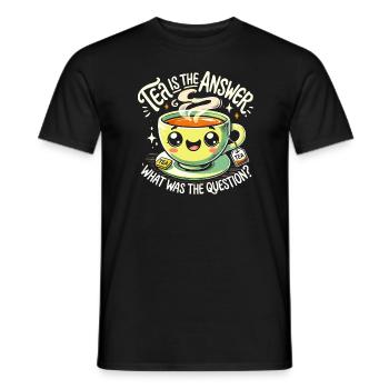 Tee ist die Antwort Was war die Frage - Männer T-Shirt - Schwarz - Vorne - AI Model Male 178 light (178cm)