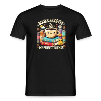 Bücher & Kaffee Meine perfekte Mischung - Männer T-Shirt - Schwarz - Vorne - AI Model Male 178 light (178cm)