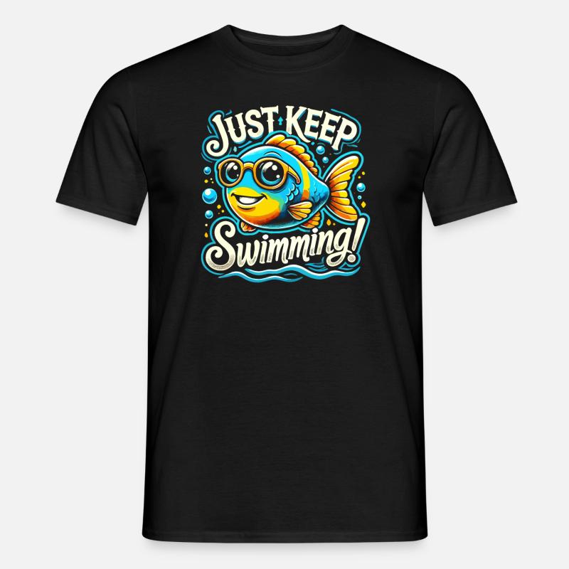 Einfach weiterschwimmen - Männer T-Shirt - Schwarz