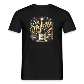 Hallo Dreißig - Männer T-Shirt - Schwarz - Vorne - AI Model Male 178 light (178cm)