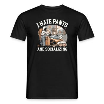 Ich hasse Hosen und Geselligkeit - Männer T-Shirt - Schwarz - Vorne - AI Model Male 178 light (178cm)