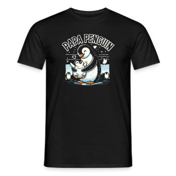 Papa Pinguin - Männer T-Shirt - Schwarz - Vorne - AI Model Male 178 light (178cm)