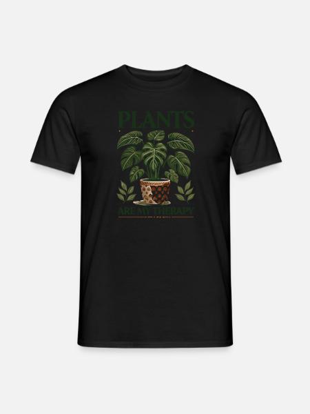 Pflanzen sind meine Therapie - Männer T-Shirt - Schwarz