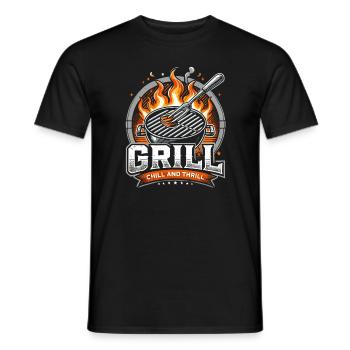 Grill Chill und Thrill - Männer T-Shirt - Schwarz - Vorne - AI Model Male 178 light (178cm)