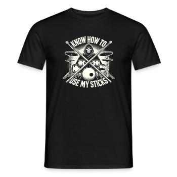 Drummer I Know How To Use My Sticks - Männer T-Shirt - Schwarz - Vorne - AI Model Male 178 light (178cm)