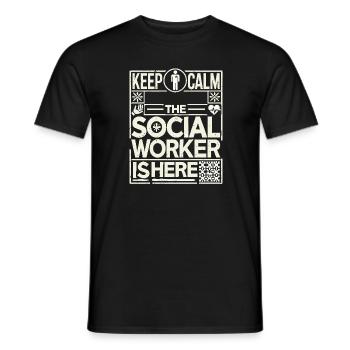 Beruhigen Sie sich, die Sozialarbeiterin ist da - Männer T-Shirt - Schwarz - Vorne - AI Model Male 178 light (178cm)
