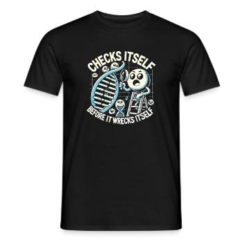 Kontrolliert sich selbst, bevor es sich selbst - Männer T-Shirt - Schwarz - Vorne - AI Model Male 178 light (178cm)