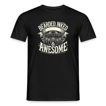 Bearded Inked & Awesome - Männer T-Shirt - Schwarz - Vorne - AI Model Male 178 light (178cm)