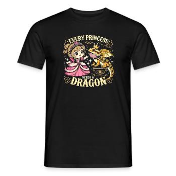 Jede Prinzessin braucht einen Drachen - Männer T-Shirt - Schwarz - Vorne - AI Model Male 178 light (178cm)