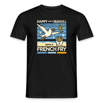 Glücklich wie eine Möwe mit einer Pommes frites - Männer T-Shirt - Schwarz - Vorne - AI Model Male 178 light (178cm)