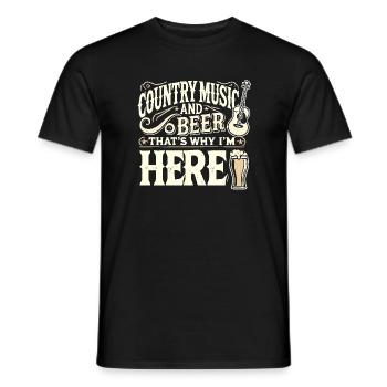 Country-Musik und Bier - deshalb bin ich hier - Männer T-Shirt - Schwarz - Vorne - AI Model Male 178 light (178cm)