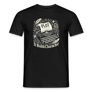 Plot Es baut Charakter auf - Männer T-Shirt - Schwarz - Vorne - AI Model Male 178 light (178cm)