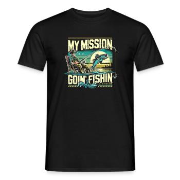Meine Mission ist Angeln gehen - Männer T-Shirt - Schwarz - Vorne - AI Model Male 178 light (178cm)