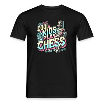 Coole Kinder spielen Schach - Männer T-Shirt - Schwarz - Vorne - AI Model Male 178 light (178cm)