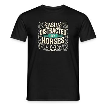 Leicht von Pferden abzulenken - Männer T-Shirt - Schwarz - Vorne - AI Model Male 178 light (178cm)