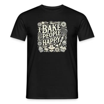 Ich backe Menschen glücklich - Männer T-Shirt - Schwarz - Vorne - AI Model Male 178 light (178cm)