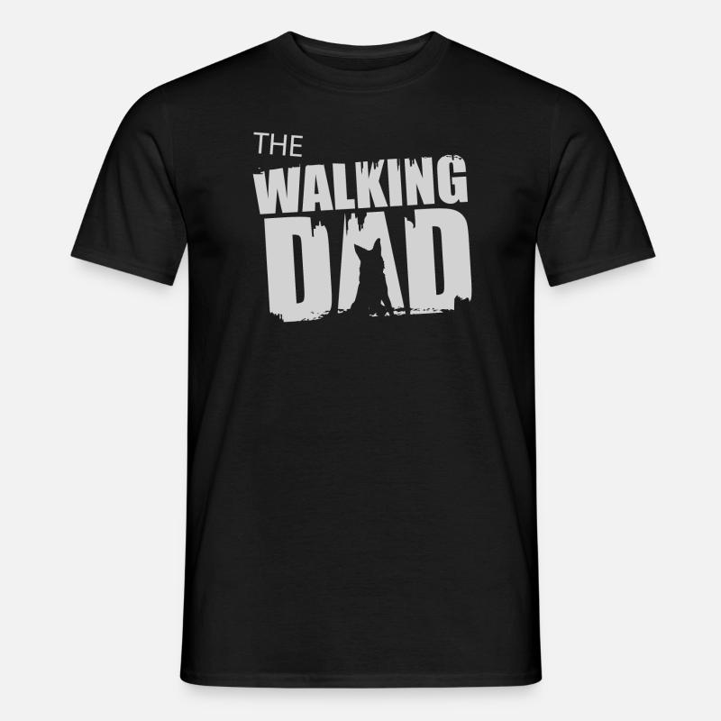 German Shepherd Walking Dad Gift Idea Father Gassi - Men’s T-shirt - black