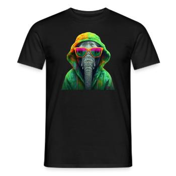 Éléphant Afrique Asie Animal Cool Éléphants Coloré - T-shirt homme - noir - Devant - AI Model Male 178 light (178cm)