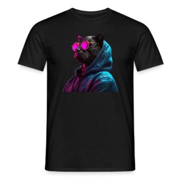 Black Panther with Sunglasses Colorful Natural - Men's T-Shirt - black - Front - AI Model Male 178 light (178cm)