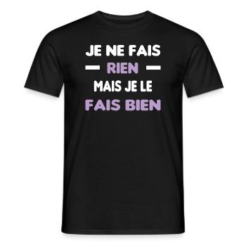 Cadeau humour flemmard - T-shirt homme - noir - Devant - AI Model Male 178 light (178cm)