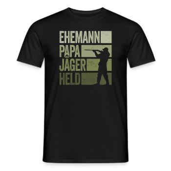 Ehemann Papa Jäger Held Rotwild Jagd Jagen Lustig - Männer T-Shirt - Schwarz - Vorne - AI Model Male 178 light (178cm)