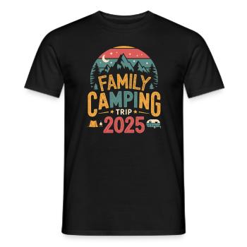 Camping en famille Aventure 2025 Vacances Camping - T-shirt homme - noir - Devant - AI Model Male 178 light (178cm)