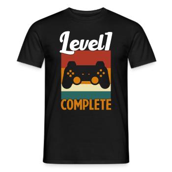 Niveau 1 Complete - Cadeau anniversaire - T-shirt homme - noir - Devant - AI Model Male 178 light (178cm)