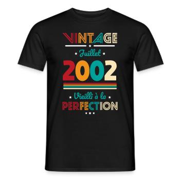 Anniversaire 20 ans - Vintage - Juillet 2002 - T-shirt homme - noir - Devant - AI Model Male 178 light (178cm)