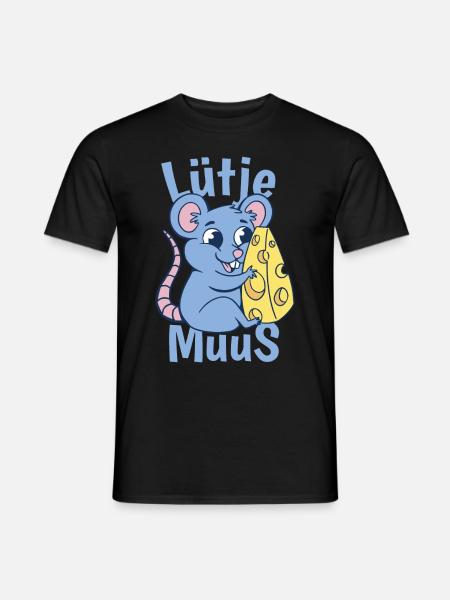 Lütje Muus Plattdeutsch Maus - Men's T-Shirt - black