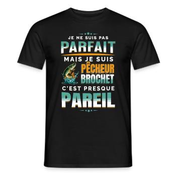 Pêcheur de Brochet - Phrase Drôle de Pêcheur - T-shirt homme - noir - Devant - AI Model Male 178 light (178cm)