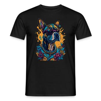 Hund mit Sonnenbrille Illustration - Männer T-Shirt - Schwarz - Vorne - AI Model Male 178 light (178cm)