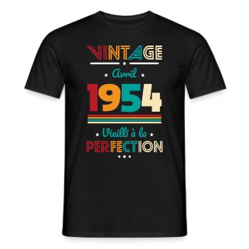 70th Anniversary - Vintage - April 1954 - Men's T-Shirt - black - Front - AI Model Male 178 light (178cm)