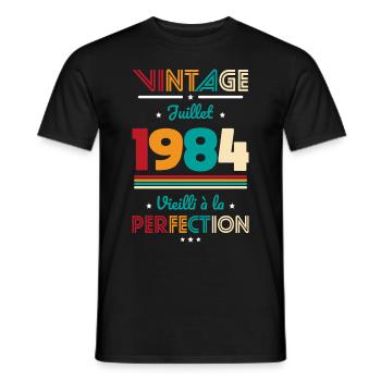 40th Anniversary - Vintage - July 1984 - Men's T-Shirt - black - Front - AI Model Male 178 light (178cm)