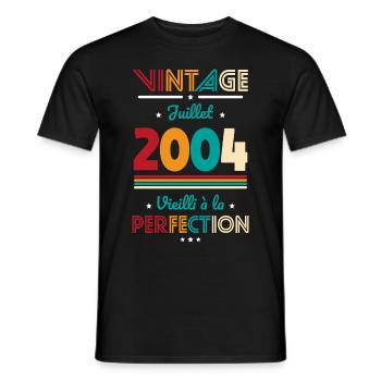 Anniversaire 20 ans - Vintage - Juillet 2004 - T-shirt homme - noir - Devant - AI Model Male 178 light (178cm)