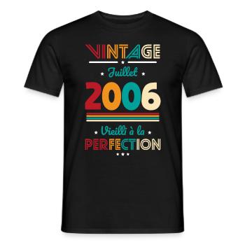 18th Birthday - Vintage - July 2006 - Men's T-Shirt - black - Front - AI Model Male 178 light (178cm)