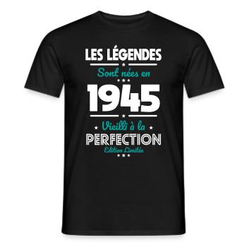 80-jähriges Jubiläum - 1945 werden Legenden geboren - Männer T-Shirt - Schwarz - Vorne - AI Model Male 178 light (178cm)