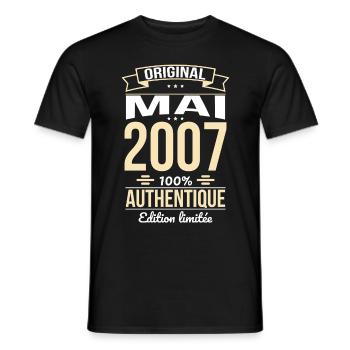 18th Birthday - Original - May 2007 - Men's T-Shirt - black - Front - AI Model Male 178 light (178cm)