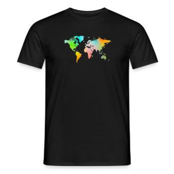 Spray Paint World Map - Men's T-Shirt - black - Front - AI Model Male 178 light (178cm)