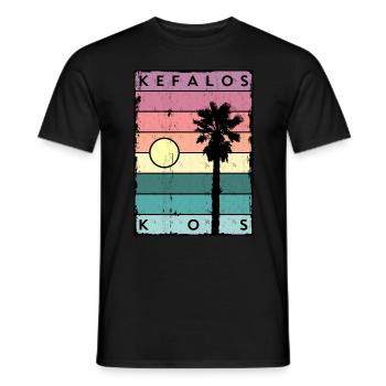 L’horizon de Kefalos et Palme Kos - T-shirt homme - noir - Devant - AI Model Male 178 light (178cm)