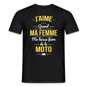 J'aime quand ma femme me laisse faire de la moto - T-shirt homme - noir - Devant - AI Model Male 178 light (178cm)