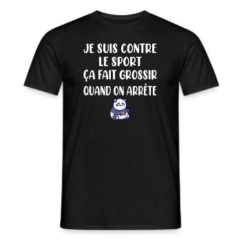Je suis contre le sport ça fait grossir t-shirt - T-shirt homme - noir - Devant - AI Model Male 178 light (178cm)