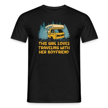 This Girl Loves Traveling With Her Boyfriend - Men's T-Shirt - black - Front - AI Model Male 178 light (178cm)