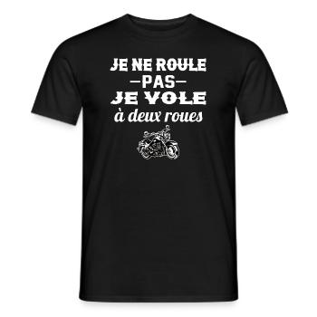 Homme Moto Motard Maillot motarde manche courte - T-shirt homme - noir - Devant - AI Model Male 178 light (178cm)