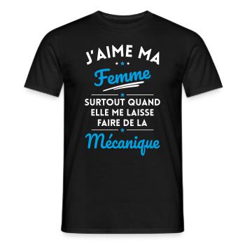 J'aime ma femme quand me laisse faire Mécanique - T-shirt homme - noir - Devant - AI Model Male 178 light (178cm)