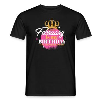 Février est mon anniversaire Oui tout le mois né - T-shirt homme - noir - Devant - AI Model Male 178 light (178cm)