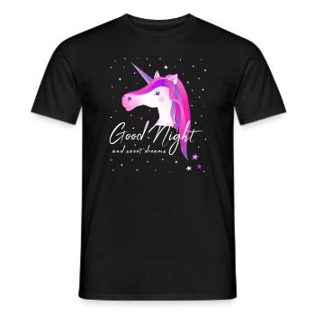 Einhorn good night Schlafshirt - Männer T-Shirt - Schwarz - Vorne - AI Model Male 178 light (178cm)