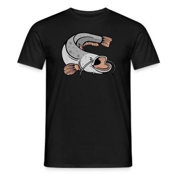 Waller, Catfish, Catfish - Illustration de Anglershirt - T-shirt homme - noir - Devant - AI Model Male 178 light (178cm)