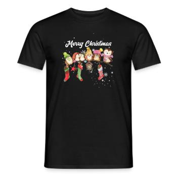 Frohe Weihnachten Eule - Männer T-Shirt - Schwarz - Vorne - AI Model Male 178 light (178cm)